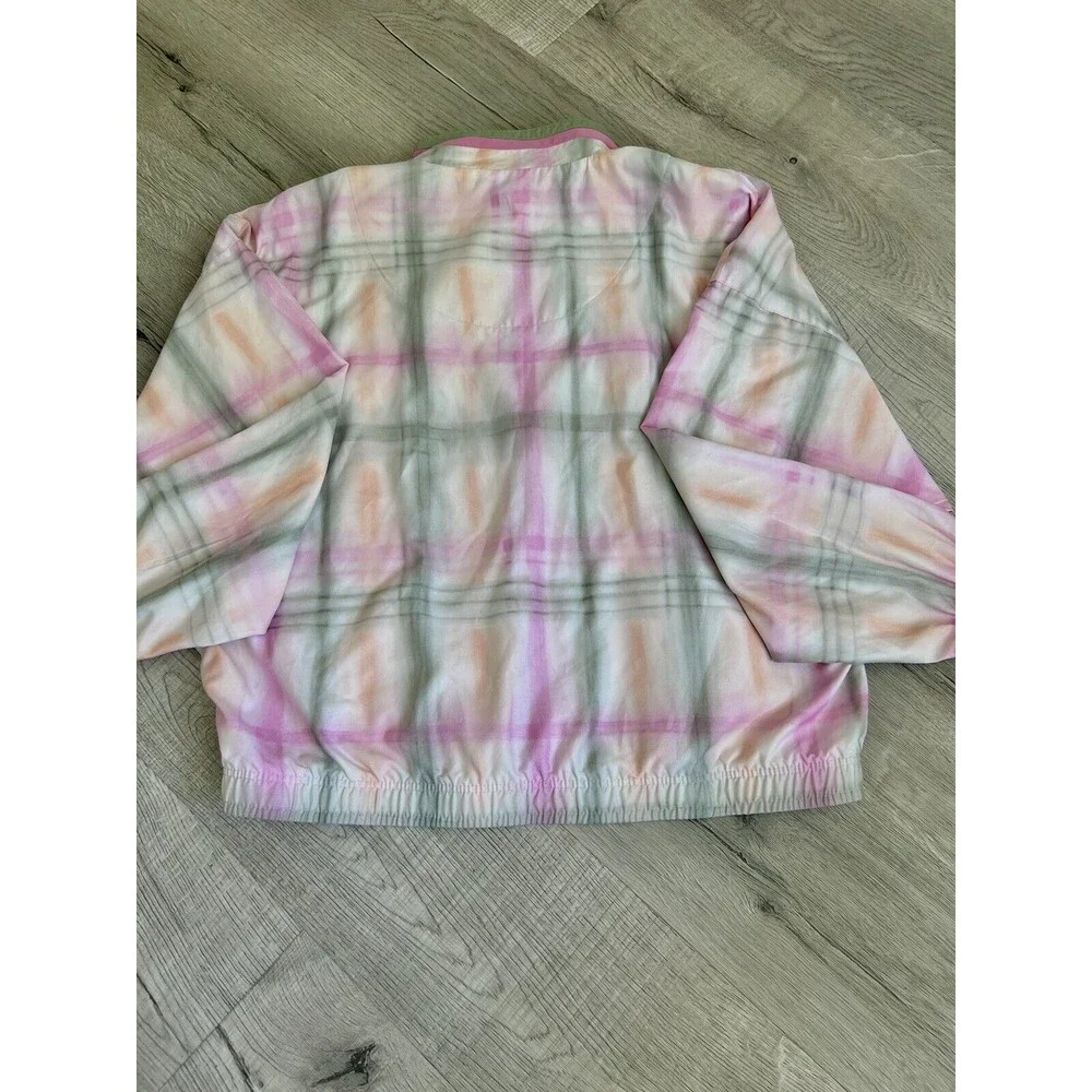 Vintage - TAIL Bomber Jacket-Green/Pink-White Plaid-size Medium - Picture 9 of 13